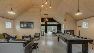 Chalet, Table, Intérieur, Lampe, Bureau, Chaise, Canapé