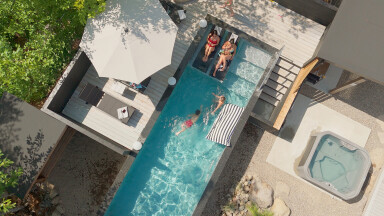Canada, Pool, Water, Swimming Pool, Outdoors, Person, Aerial View