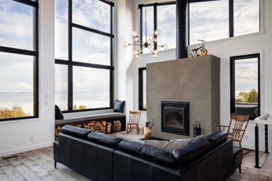 Nature,, Interior Design, Fireplace, Living Room, Couch, Home Decor, Window