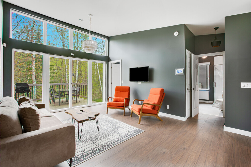 Cottage, Living Room, Interior Design, Home Decor, Flooring, Couch, Door