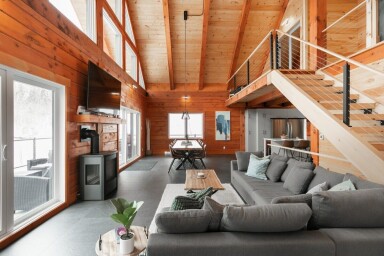 Québec, Intérieur, Design D'intérieur, Bois, Loft, Bois Teinté, Salon