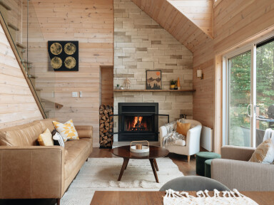 Québec, Indoors, Interior Design, Fireplace, Living Room, Home Decor, Wood Panels