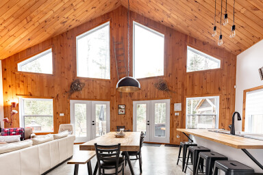 Chalet, Design D'intérieur, Bois, Bois Dur, Bois Teinté, Lampe, Panneaux En Bois