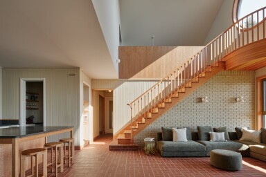 Cottage, Indoors, Interior Design, Living Room, Staircase, Foyer, Floor