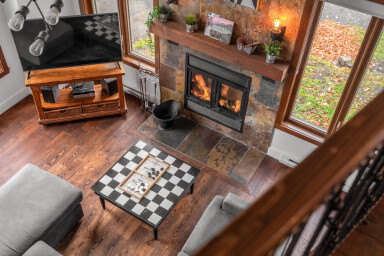 Nature,, Interior Design, Fireplace, Living Room, Wood, Hardwood, Floor