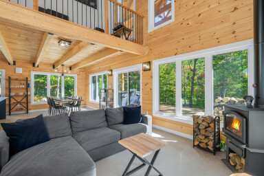 Québec, Indoors, Interior Design, Wood, Living Room, Fireplace, Hardwood
