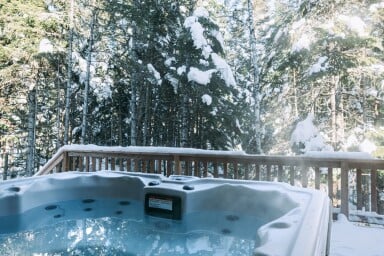 Chalet, Bain À Remous, Baignoire, Plante, Arbre