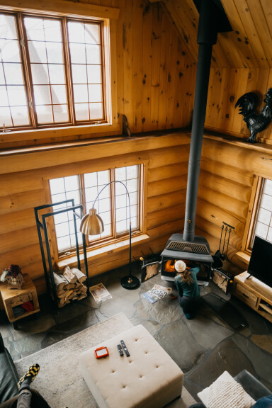 Cottage, Interior Design, Wood, Chicken, Adult, Person, Woman