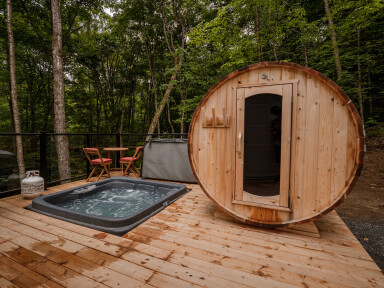 Québec, Intérieur, Design D'intérieur, Baignoire, Bain À Remous, Bois, Chaise