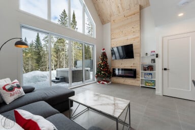 Chalet, Design D'intérieur, Salon, Matériel Informatique, Moniteur, Écran, Décoration D'intérieur