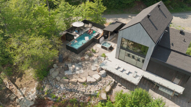 Cottage, Outdoors, Pool, Water, Swimming Pool, Building, Aerial View
