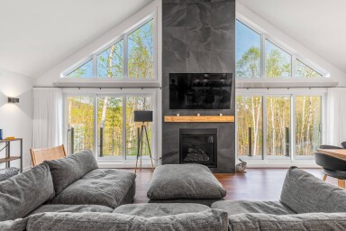 Québec, Interior Design, French Window, Window, Living Room, Home Decor, Chair
