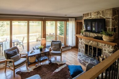 Chalet, Salon, Design D'intérieur, Décoration D'intérieur, Moniteur, Écran, Plante