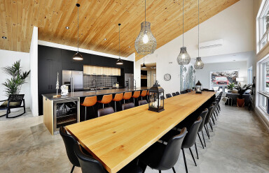Québec, Indoors, Interior Design, Wood, Dining Room, Dining Table, Cafeteria