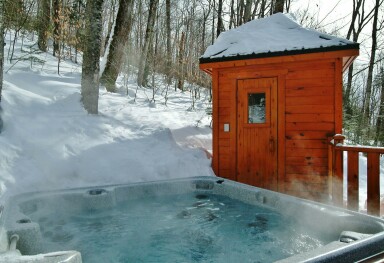 Chalet, Baignoire, Bain À Remous, Architecture, Bâtiment, Logement, Extérieur