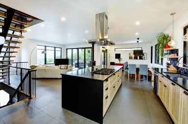 Canada, Indoors, Kitchen, Staircase, Interior Design, Floor, Cooktop