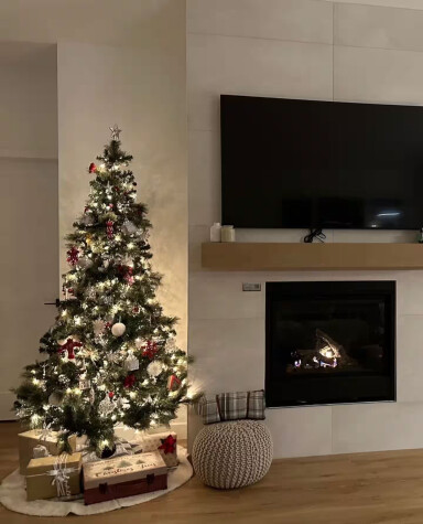 Chalet, Cheminée, Intérieur, Noël, Décorations De Noël, Festival, Sapin De Noël