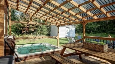 Canada, Porche, Design D'intérieur, Bois, Baignoire, Patio, Cour Arrière