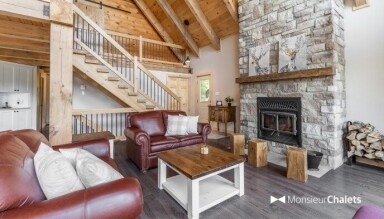 Québec, Intérieur, Design D'intérieur, Salon, Bois, Cheminée, Canapé