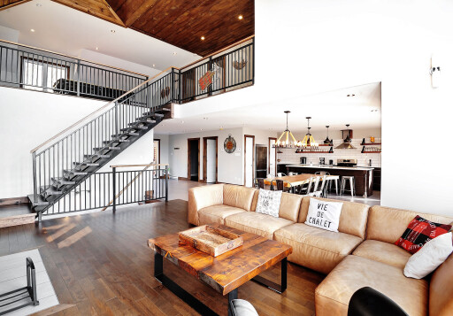 Nature,, Indoors, Living Room, Interior Design, Staircase, Loft, Table