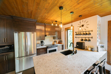 Cottage, Indoors, Interior Design, Wood, Kitchen, Refrigerator, Sink Faucet