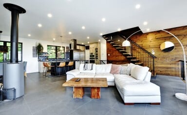 Québec, Indoors, Living Room, Interior Design, Lamp, Foyer, Staircase