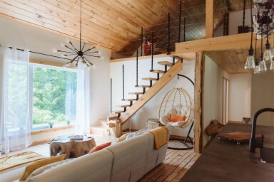 Québec, Indoors, Interior Design, Living Room, Wood, Home Decor, Chandelier