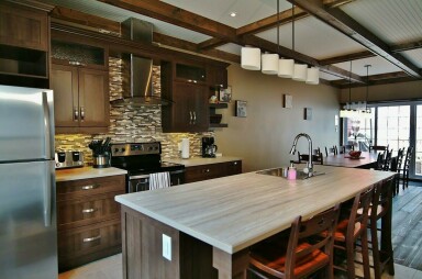 Canada, Intérieur, Design D'intérieur, Cuisine, Bois, Îlot De Cuisine, Réfrigérateur