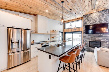 Québec, Intérieur, Design D'intérieur, Bois, Cuisine, Réfrigérateur, Évier