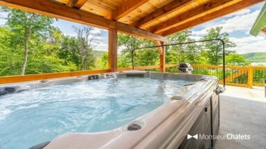 Chalet, Baignoire, Bain À Remous, Intérieur, Design D'intérieur