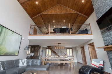 Nature,, Indoors, Interior Design, Loft, Living Room, Wood, Couch