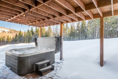 Chalet, Baignoire, Bain À Remous, Décoration D'intérieur, Baignade, Bois, Véranda
