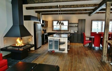 Nature,, Indoors, Interior Design, Wood, Fireplace, Refrigerator, Kitchen