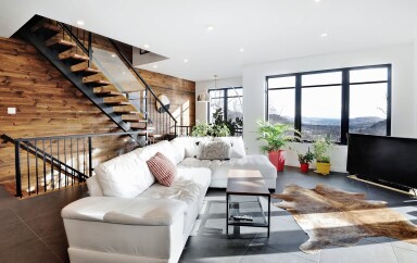 Cottage, Indoors, Interior Design, Living Room, Home Decor, Staircase, Table