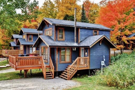 Nature,, Housing, House, Bench, Cabin, Scenery, Lamp