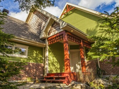 Chalet, Logement, Maison, Portique, Véranda, Lampe, Banc