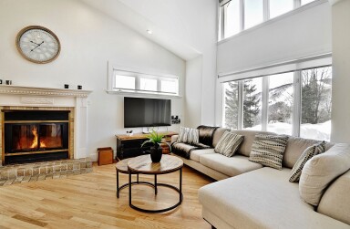 Canada, Living Room, Interior Design, Coffee Table, Table, Fireplace, Home Decor