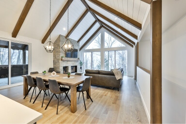 Chalet, Design D'intérieur, Bois, Salle À Manger, Table À Manger, Sol, Revêtement De Sol