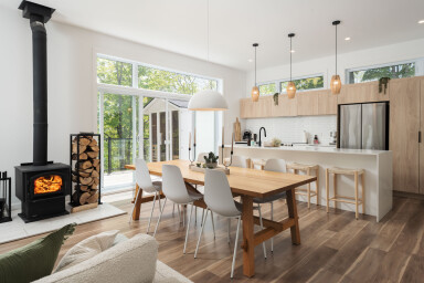 Québec, Design D'intérieur, Salle À Manger, Table À Manger, Table, Cheminée, Bois