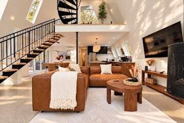 Cottage, Indoors, Living Room, House, Housing, Loft, Staircase
